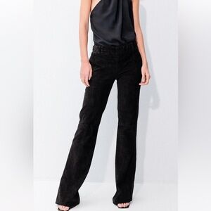 Womyn Black Suede Leather Pants Size 12